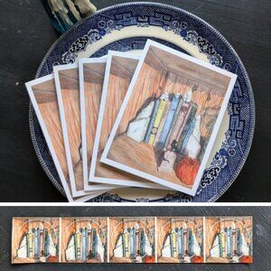Spooky Season is Upon Us - Set of 5 Watercolor Print Cards and Envelope Seals
